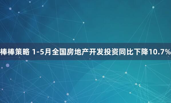 棒棒策略 1-5月全国房地产开发投资同比下降10.7%