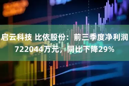 启云科技 比依股份：前三季度净利润722044万元，同比下降29%